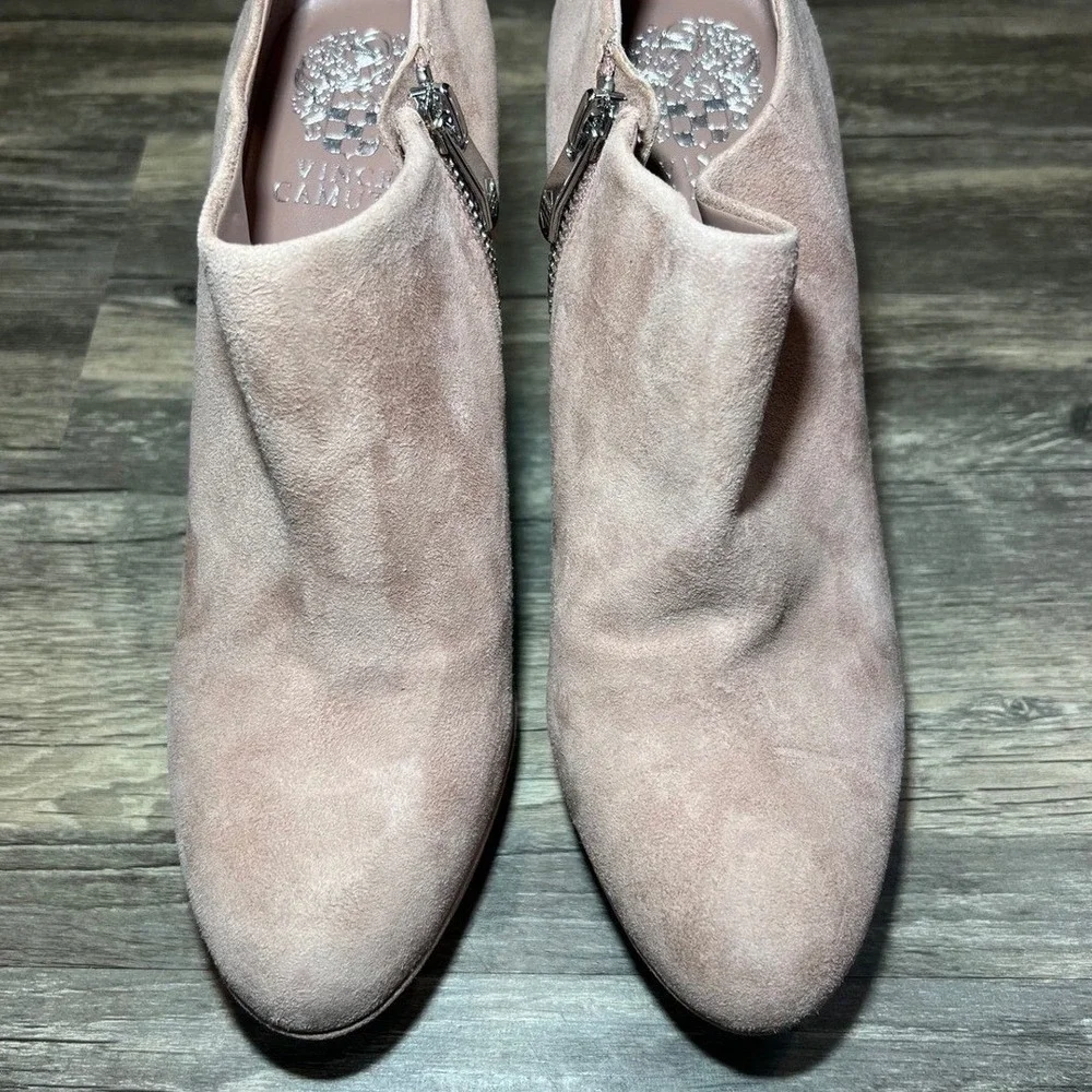 Vince Camuto Suede Ankle Booties Blush Taupe‎ Heel 8.5 Side Zip Stiletto